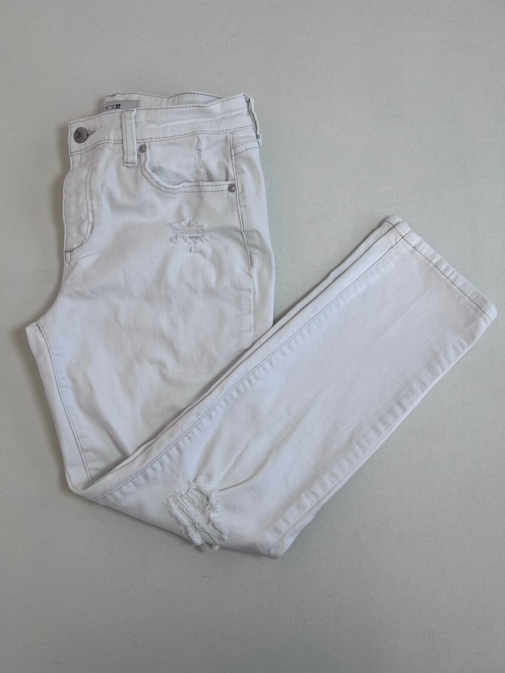 Joe’s Jeans Womens 27 White Distressed Ripped Skinny Stretch Denim